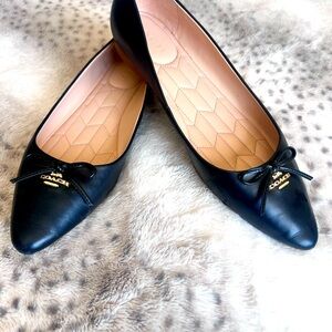 Coach Black Leather Pointed Toe Annabel Flat- size 10